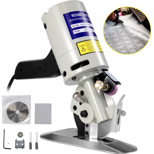 VEVOR 90 mm Elektrischer Rotationsschneider 220 V Elektrischer Tuchschneider  Rotary Klingenstoff Schneidemaschine zum Zuschneiden von Kleidung