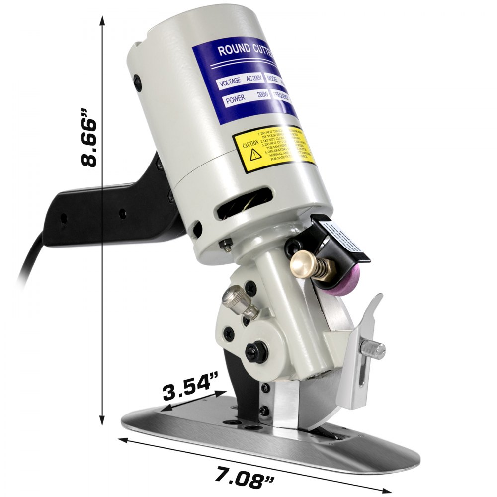 VEVOR 90 mm Elektrischer Rotationsschneider 220 V Elektrischer Tuchschneider  Rotary Klingenstoff Schneidemaschine zum Zuschneiden von Kleidung
