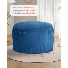 VEVOR Sitzsack Sitzkissen Bean Bag mit Abnehmbarem Bezug Blau Erwachsene Rund