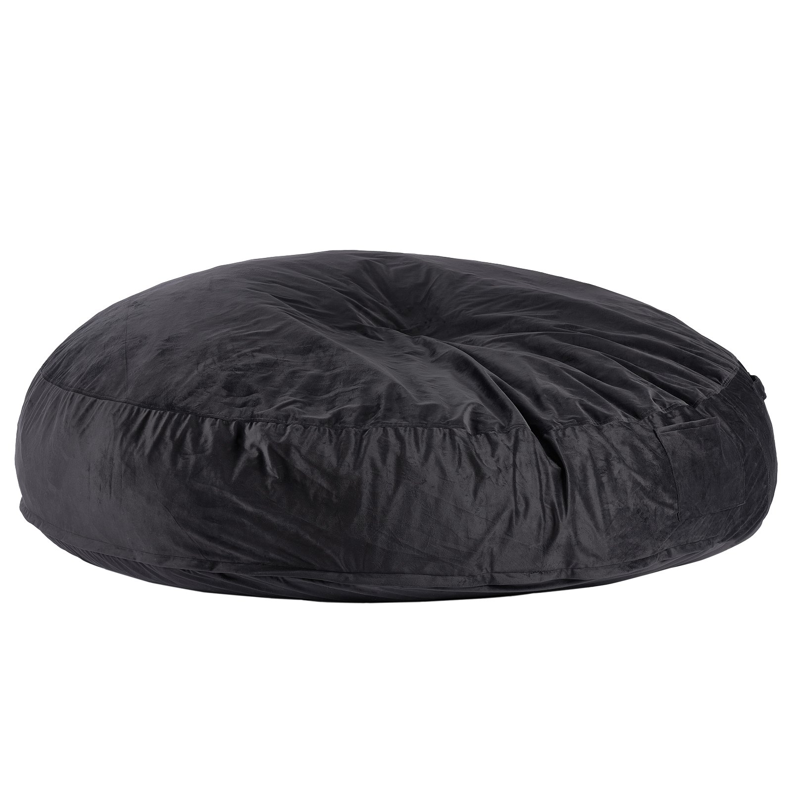 VEVOR runder Sitzsack Sitzkissen Bean Bag Erwachsene (1829 x 1829 x 508 mm) mit abnehmbarem & waschbarem Bezug, gefüllt mit holländischem Samt und hochdichtem Schaumstoff, Schlafzimmer Schwarz