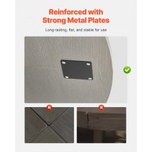 VEVOR runder Esstisch Küchentisch Holztisch (120 cm / 136,1 kg belastbar) für 4-6 Personen, moderne Freizeittische mit Ablage und Metallbeinen, für Küche zu Hause Wohnzimmer, Grau (nur Tisch)