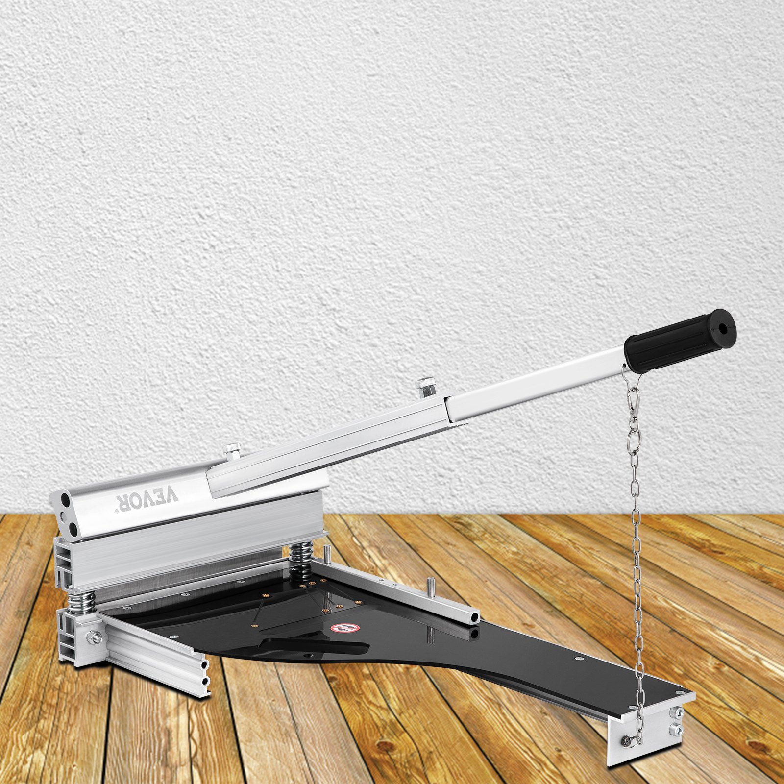 VEVOR Laminatbodenschneider 25,4 cm Schnittlänge Parkettschneider, 16 mm Schnittdicke Teppichfliesen, 0° - 45° Schneidewinkel Schneidegerät, Schwarz & Weiß Laminatknacker für die Baustellen usw.