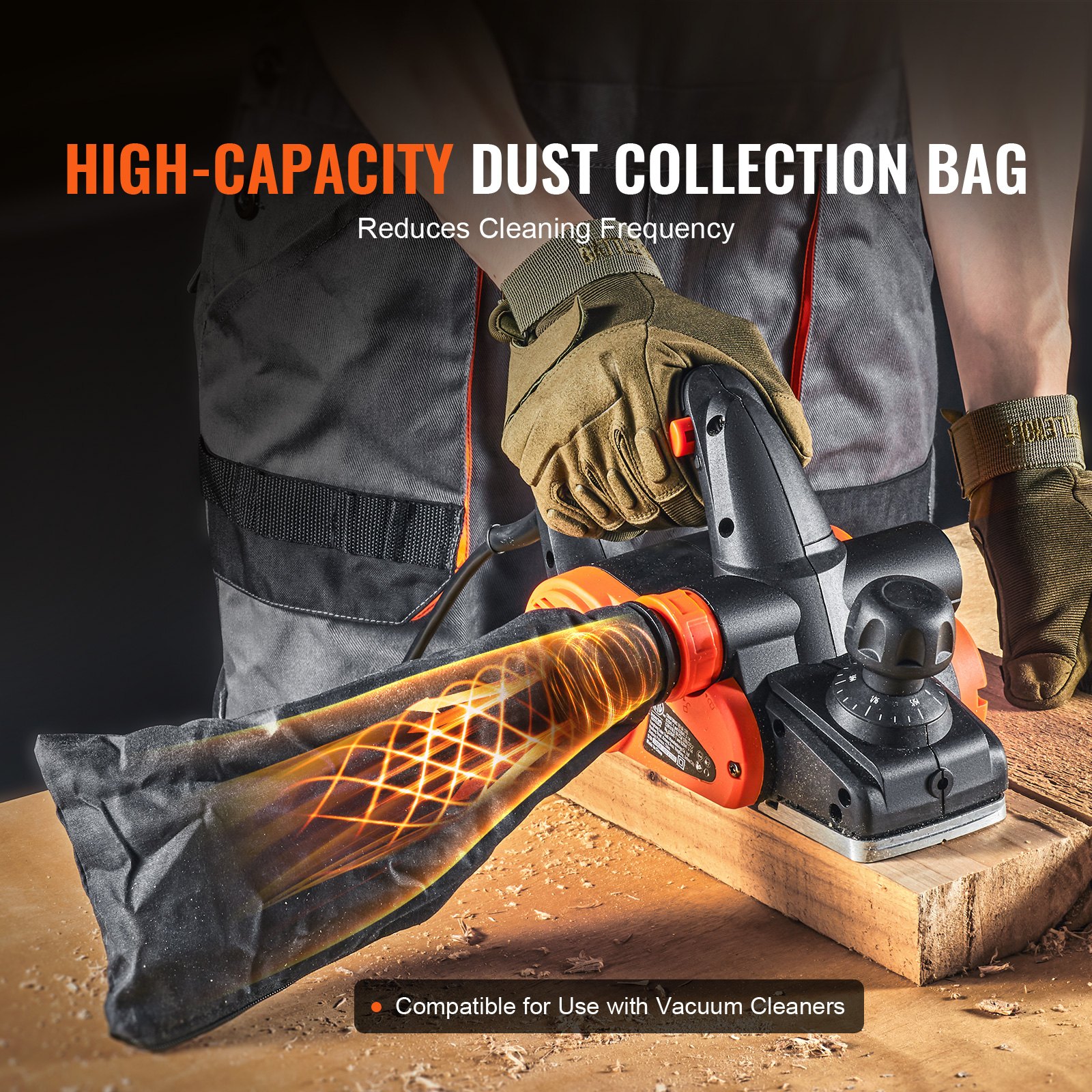 VEVOR Elektrohobel 710 W Handhobel Elektrisch 16500 U/min Handhobelmaschine 82,55 mm Hobelbreite Elektro Hobelmaschine 2 mm Schnitttiefe inkl. Parallelanschlag