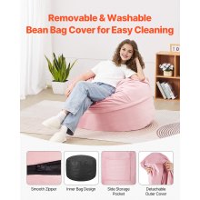 VEVOR Sitzsack Sitzkissen Bean Bag Gamer Kissen Sessel Rosa 89x89x56cm Abnehmbar