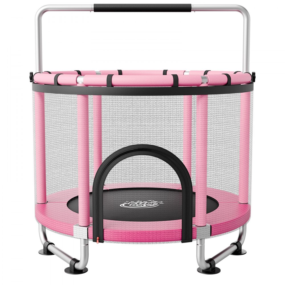 VEVOR Trampolin Mini für Kinder mit Sicherheitsnetz Haltestange Pink, Gartentrampolin Outdoor mit Basketballkorb, Basketball und Sandsack für Kinder, Weihnachts- oder Geburtstagsgeschenk