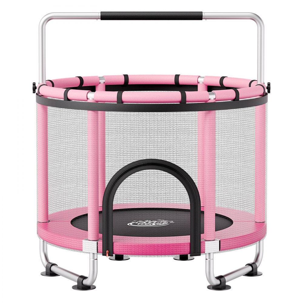 VEVOR Trampolin Mini für Kinder mit Sicherheitsnetz Haltestange Pink, Gartentrampolin Outdoor mit Basketballkorb, Basketball und Sandsack für Kinder, Weihnachts- oder Geburtstagsgeschenk