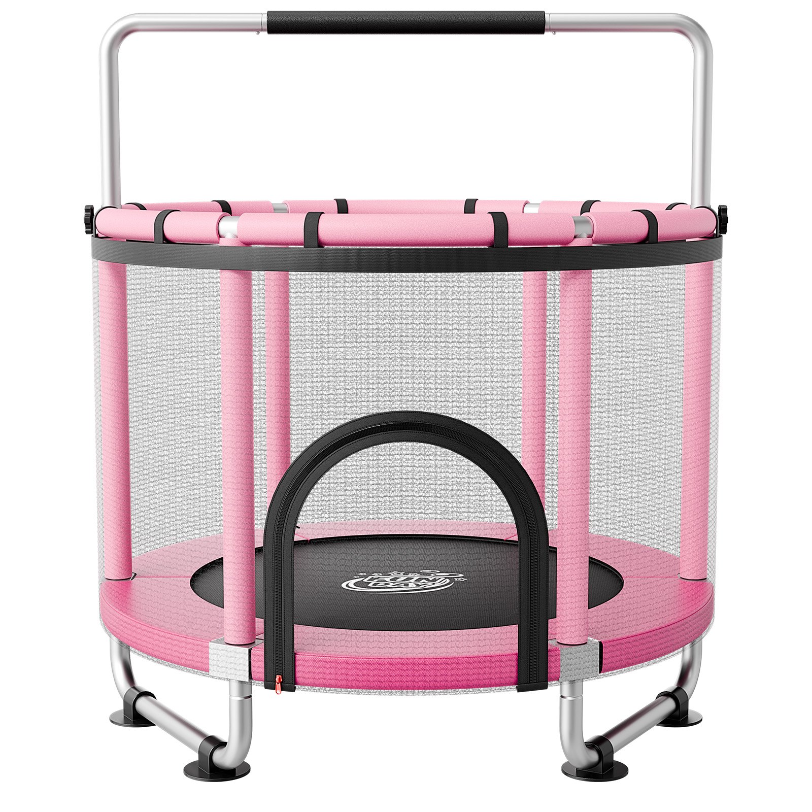 VEVOR Trampolin Mini für Kinder mit Sicherheitsnetz Haltestange Pink, Gartentrampolin Outdoor mit Basketballkorb, Basketball und Sandsack für Kinder, Weihnachts- oder Geburtstagsgeschenk