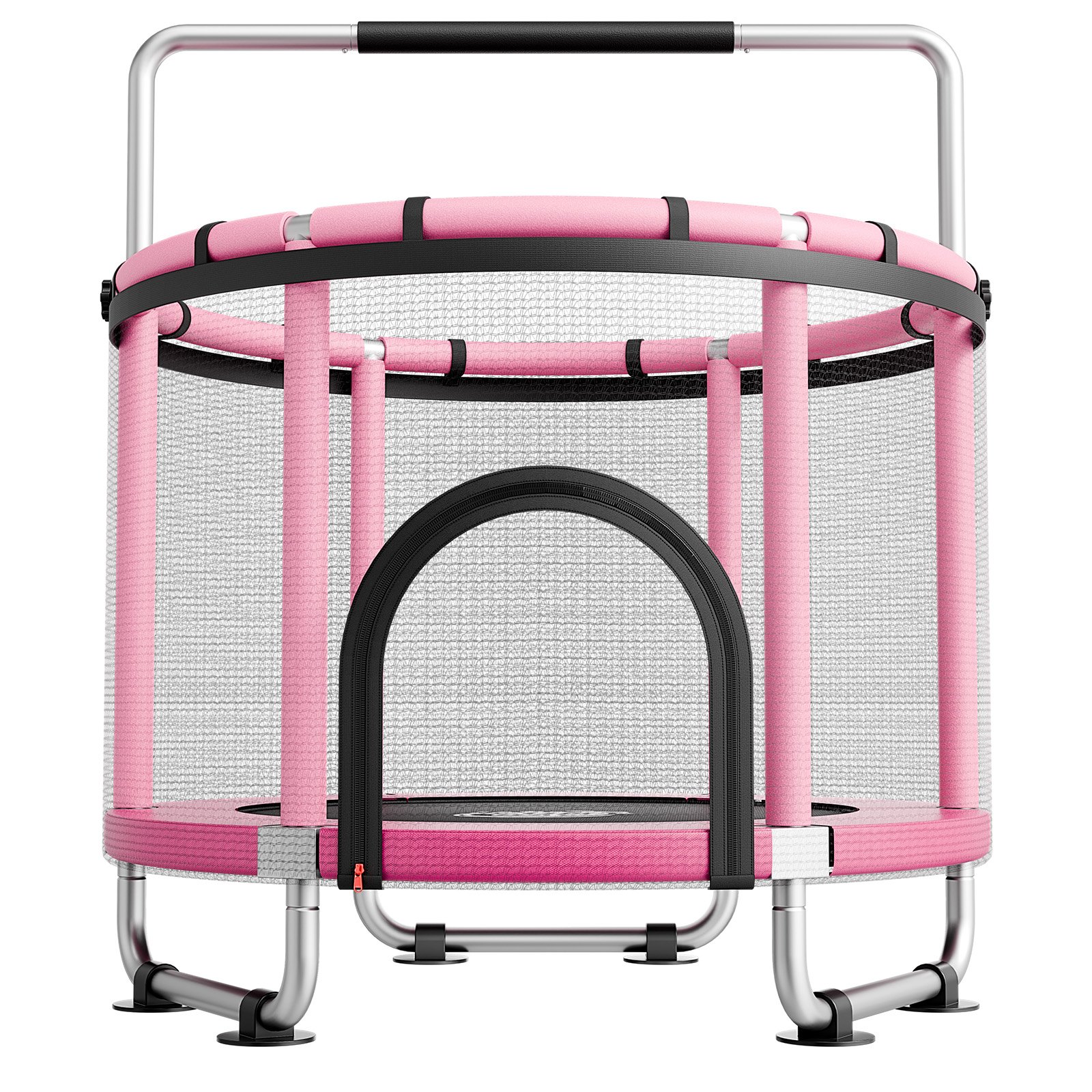 VEVOR Trampolin Mini für Kinder mit Sicherheitsnetz Haltestange Pink, Gartentrampolin Outdoor mit Basketballkorb, Basketball und Sandsack für Kinder, Weihnachts- oder Geburtstagsgeschenk