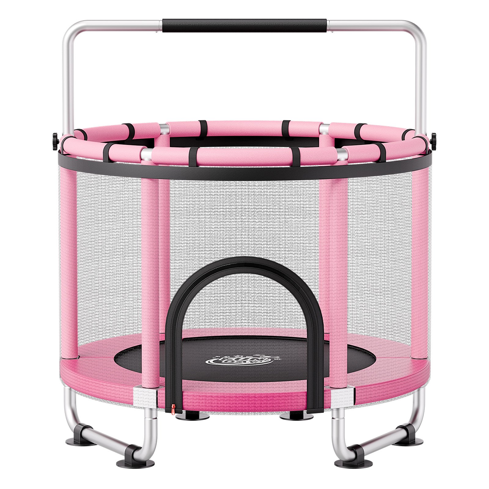 VEVOR Trampolin Mini für Kinder mit Sicherheitsnetz Haltestange Pink, Gartentrampolin Outdoor mit Basketballkorb, Basketball und Sandsack für Kinder, Weihnachts- oder Geburtstagsgeschenk