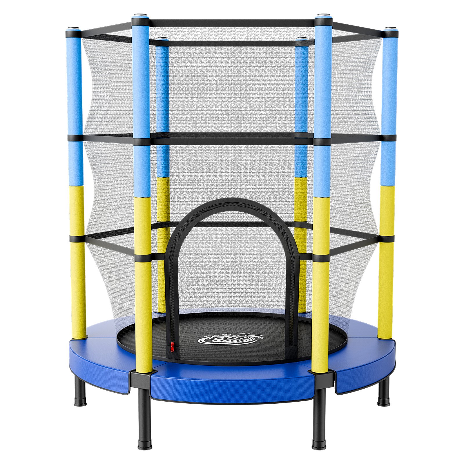 VEVOR Trampolin Mini für Kinder mit 60 kg Tragkraft Sicherheitsnetz 140 cm, Gartentrampolin Outdoor/ Indoor, Ideales Weihnachts- oder Geburtstagsgeschenk für Mädchen und Jungen, Blau Gelb