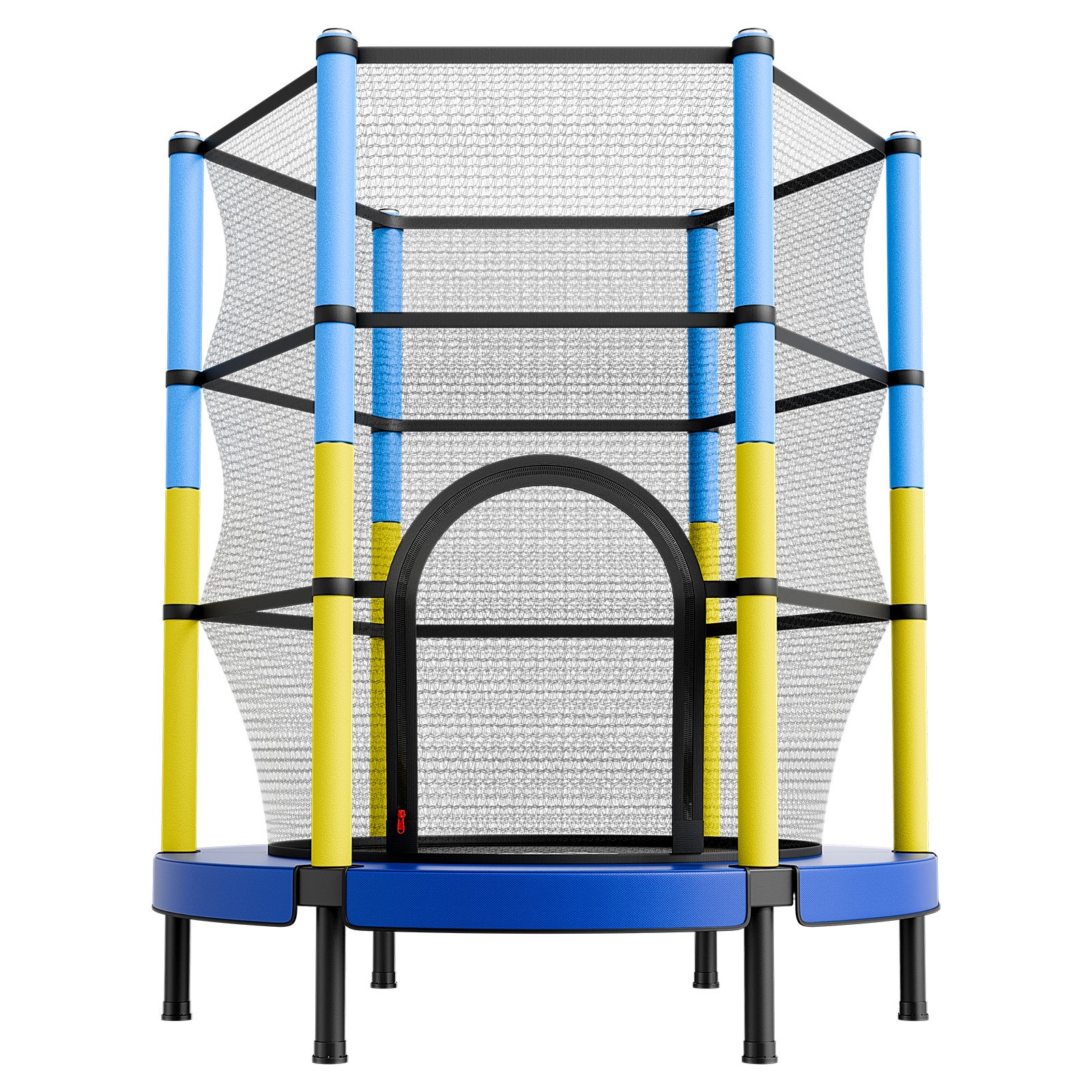 VEVOR Trampolin Mini für Kinder mit 60 kg Tragkraft Sicherheitsnetz 140 cm, Gartentrampolin Outdoor/ Indoor, Ideales Weihnachts- oder Geburtstagsgeschenk für Mädchen und Jungen, Blau Gelb