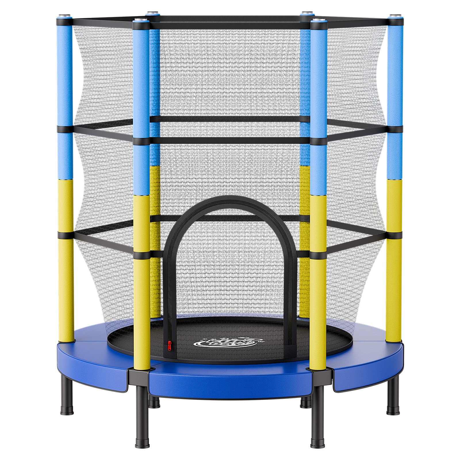VEVOR Trampolin Mini für Kinder mit 60 kg Tragkraft Sicherheitsnetz 140 cm, Gartentrampolin Outdoor/ Indoor, Ideales Weihnachts- oder Geburtstagsgeschenk für Mädchen und Jungen, Blau Gelb