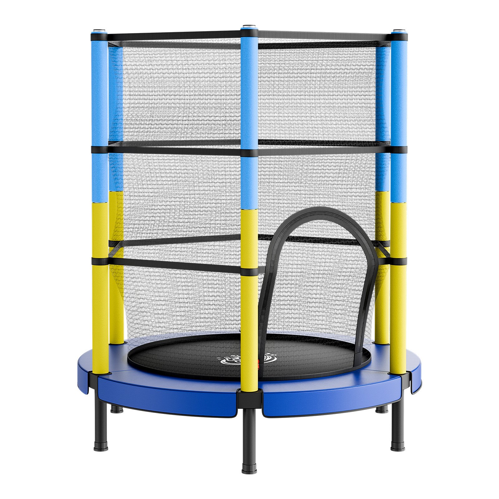 VEVOR Trampolin Mini für Kinder mit 60 kg Tragkraft Sicherheitsnetz 140 cm, Gartentrampolin Outdoor/ Indoor, Ideales Weihnachts- oder Geburtstagsgeschenk für Mädchen und Jungen, Blau Gelb