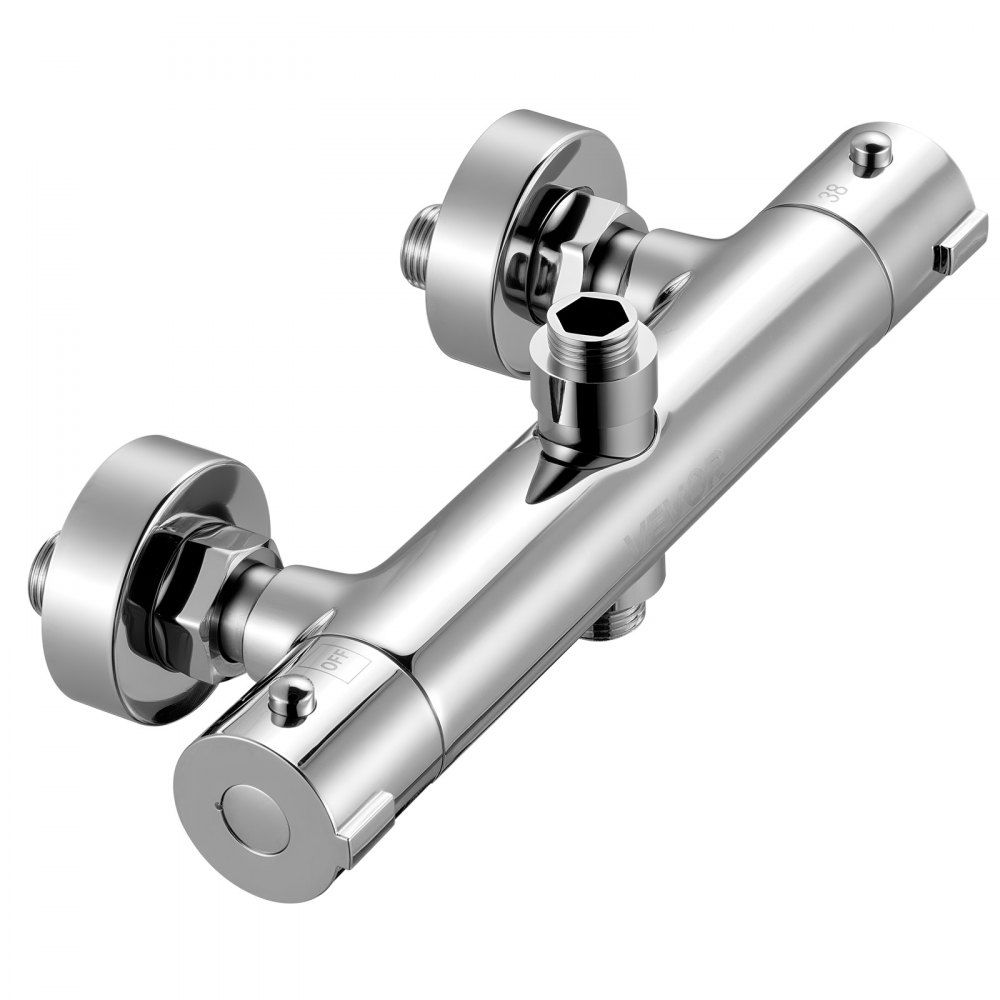 VEVOR Thermostatic Shower Faucet Valve, 38℃ Secure Lock Thermostatic Mixing Valve, Hot Cold Water Showering Faucet Temperature Control Valves with Consistent Water Temperature for Bathroom, RV, Camper