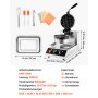 VEVOR Rundes Waffeleisen Waffel 1300 W, Kontaktgrill Belgische Waffeleisen 4 Stk. Edelstahl Waffeln Automat inkl. Lebensmittelclip & Bürsten & Verbrühungssicherer Griff, für Cafés, Restaurant usw.