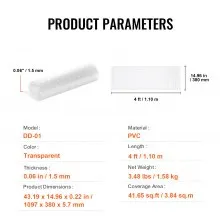 VEVOR Teppichschutz für Haustiere 38,1 x 1,22 m kratzfest Kratzstopper PVC