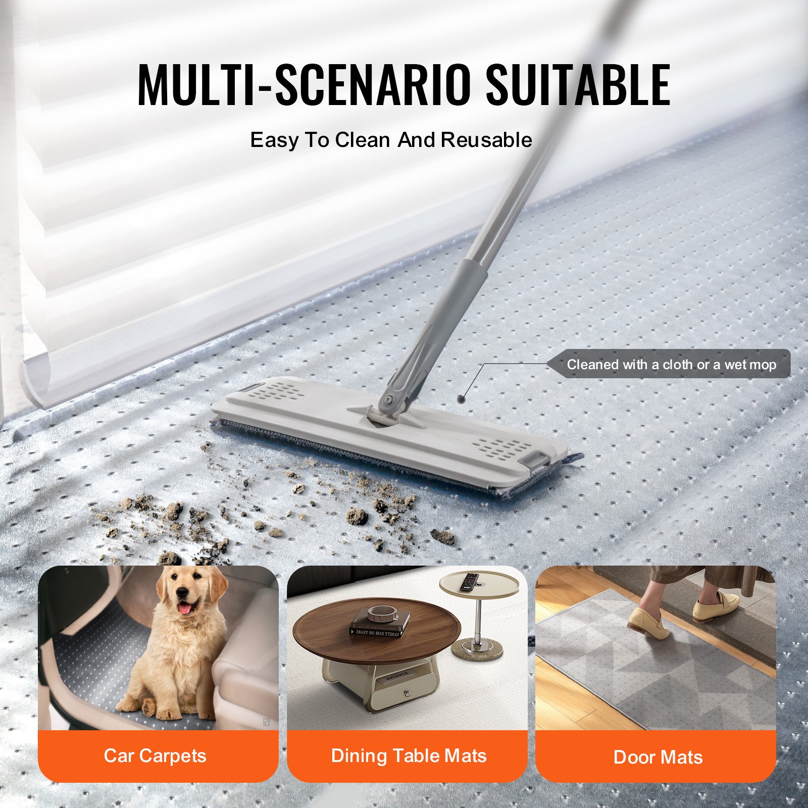 VEVOR Teppichschutz für Haustiere, 38,1 x 1,22 m, kratzfester PVC-Katzenteppichschutz für den Türrahmen, rutschfeste Katzenkratzschutzmatte, leicht zuschneidbarer Kunststoff-Teppichkratzstopper