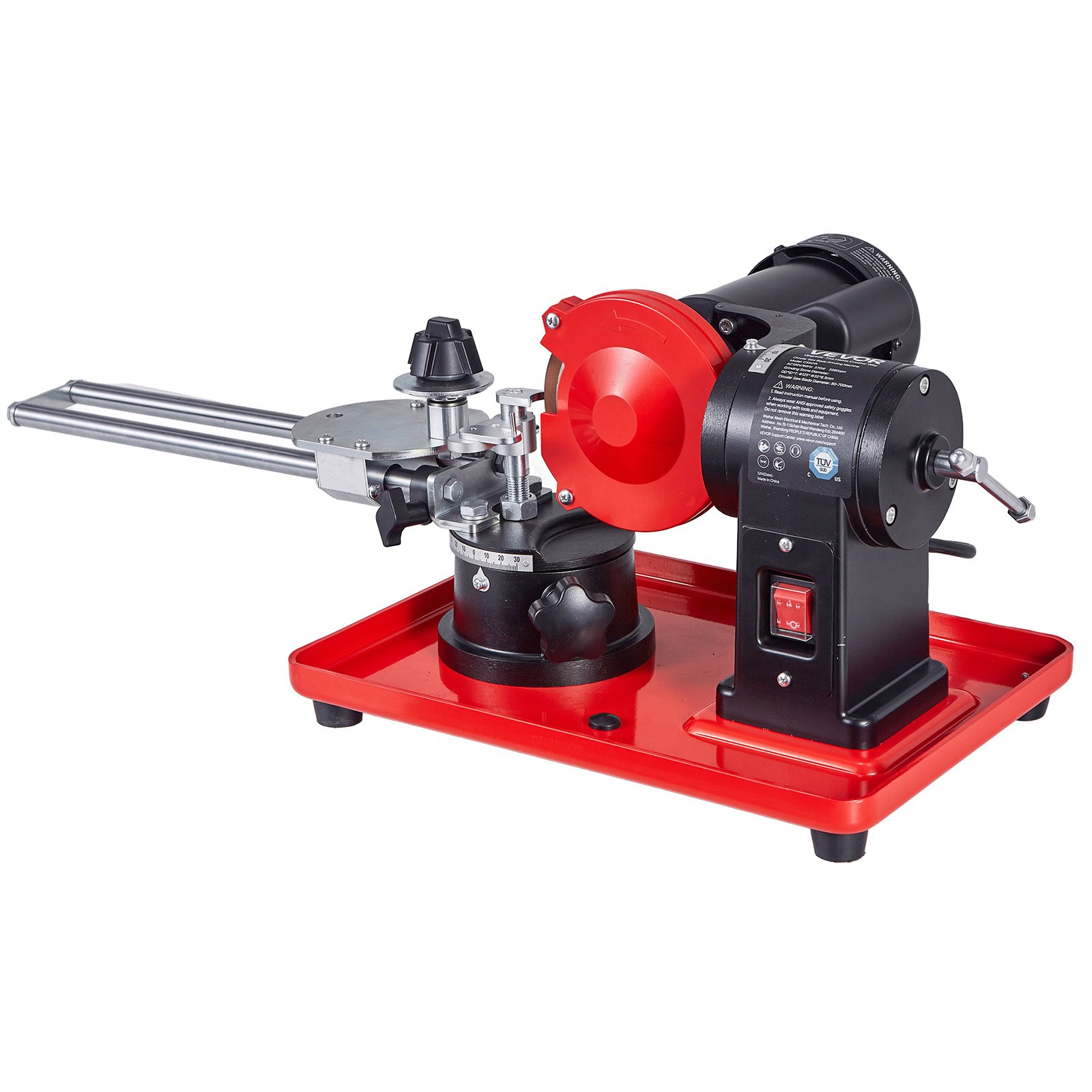 VEVOR 370W Sägeblattschärfgerät, 2890 U/min Kreissägeblattschleifer mit 125 mm Schleifscheibe, Elektr. Schärfmaschine mit Einstellwinkel für 80-700 mm Sägeblätter, Blattschärfer für Holzbearbeitung