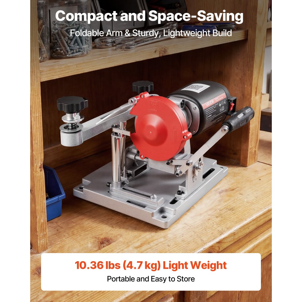 VEVOR 140W Sägeblattschärfgerät, 5700 U/min Kreissägeblattschleifer mit 100mm Schleifscheibe, Elektr. Schärfmaschine mit ±25° Einstellwinkel für 90-400mm Sägeblätter, Blattschärfer für Holzbearbeitung