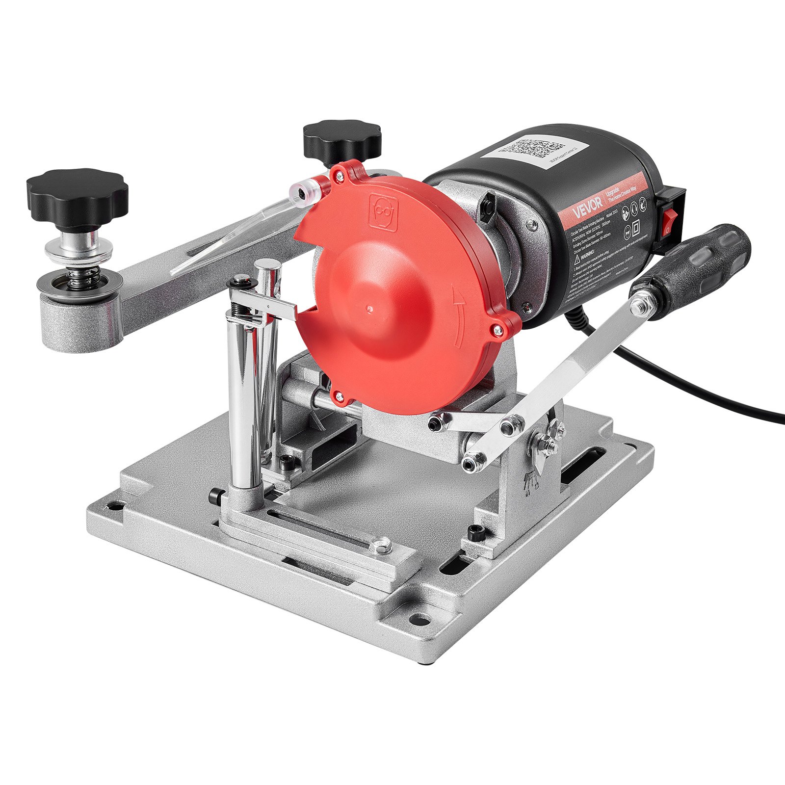 VEVOR 140W Sägeblattschärfgerät, 5700 U/min Kreissägeblattschleifer mit 100mm Schleifscheibe, Elektr. Schärfmaschine mit ±25° Einstellwinkel für 90-400mm Sägeblätter, Blattschärfer für Holzbearbeitung