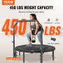 VEVOR Faltbares Mini-Trampolin Fitness-Rebounder 132 cm, 205 kg belastbares Tainingstrampolin, Rebounder Sport Trampolin Gartentrampolin mit 4-stufig höhenverstellbarem Griff & 40 Federn Trampoline