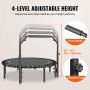 VEVOR Faltbares Mini-Trampolin Fitness-Rebounder 1295 mm 205 kg belastbares Tainingstrampolin, Rebounder Sport Trampolin Gartentrampolin mit 4-stufig höhenverstellbarem Griff  & 42 Spanngurten