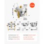 VEVOR Chafing Dish Rund 2er-Set je 5,68 L aus Edelstahl Warmhaltebehälter Ideal für Hochzeiten, Partys & Familienfeiern, zum Warmhalten oder Kühlen von Speisen, 2 Speisebehälter, Zange & Glasschale