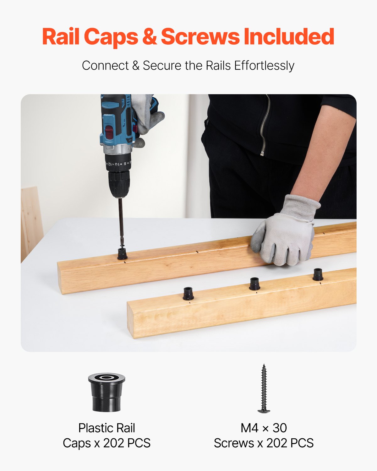 VEVOR Treppengeländer, 101er-Pack, 66 cm Alu-Treppenbaluster, 3/4 Zoll Metallspindelgeländer, Hohldeckgeländer mit Geländerkappen & Schrauben für Treppen, Veranda, Terrasse, Mattschwarz