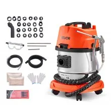 VEVOR Walnuss Strahlgerät, 13 L, 1200 W, Mobiles Sandstrahlgerät zur Entkohlung von Ansaugkrümmern & Ventilen, Sandstrahlmaschine – mit 2,5 kg Walnussschalen-Strahlmittel & 23 Adaptern