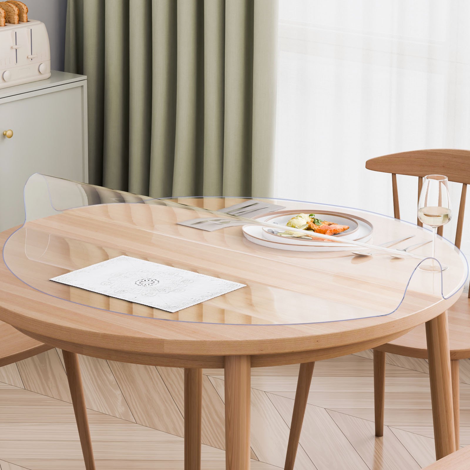 VEVOR Kunststoff-Tischdecke, 42 x 42 Zoll, 2,0 mm dick, transparenter Tischschutz, runde PVC-Schreibtischunterlage, wasserdichte und leicht zu reinigende Schreibtischunterlage, Tischdecke, für Büro, Kommode, Esszimmertisch, Nachttisch