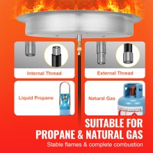 VEVOR Φ 485,14 mm Feuerschalenpfanne rund Feuerstelle Temperaturen von bis zu 800 °C 92.000 BTU Anwendbare Gasarten Propan Erdgas Edelstahl Feuerstellenbrenner Φ 559,5 x 87 mm Pool Partys im Freien