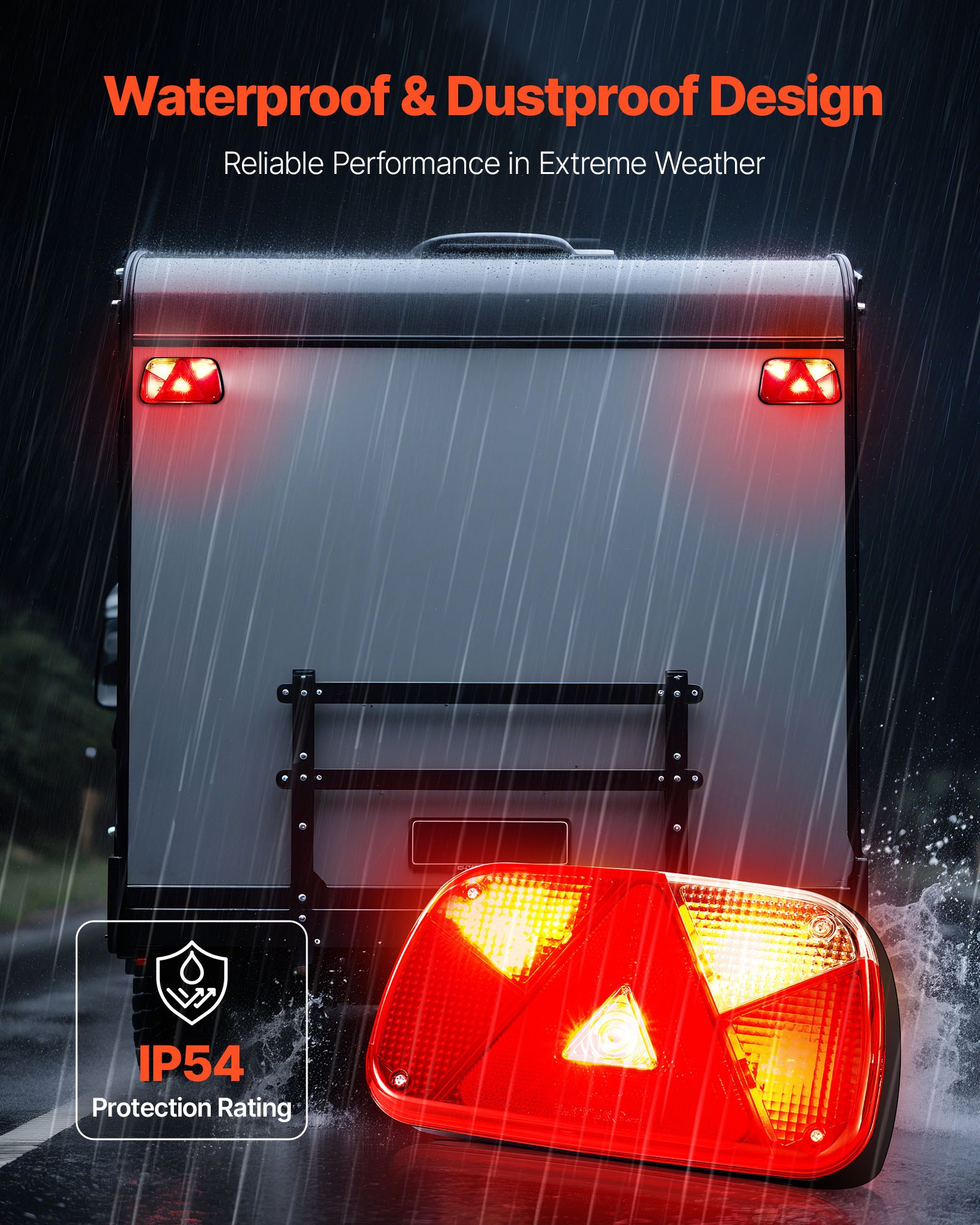VEVOR Anhängerlichter Anhängerleuchten 2 Stk. mit Modi (Bremslicht/Blinklicht/Rücklicht/Kennzeichenleuchte/Rückfahrscheinwerfer/Nebelscheinwerfer), wasserfestes Anhängerbeleuchtungsset für Lkw