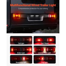VEVOR Anhängerlichter Anhängerleuchten mit 6 Modi (Bremslicht/Blinklicht/Rücklicht/Kennzeichenleuchte/ Rückfahrscheinwerfer/Nebelscheinwerfer), Anhängerbeleuchtungsset mit Kabelbaum für Lkw