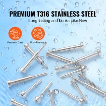 VEVOR 20er-Pack unsichtbares Kabelgeländer-Set T316 Edelstahl 1/8" unsichtbare Aufnahme und Gesenkbolzenende für Kabelgeländer Gesenkspanner 1/8" für Holz-/Metallpfosten Kabelgeländer-Hardware Silber