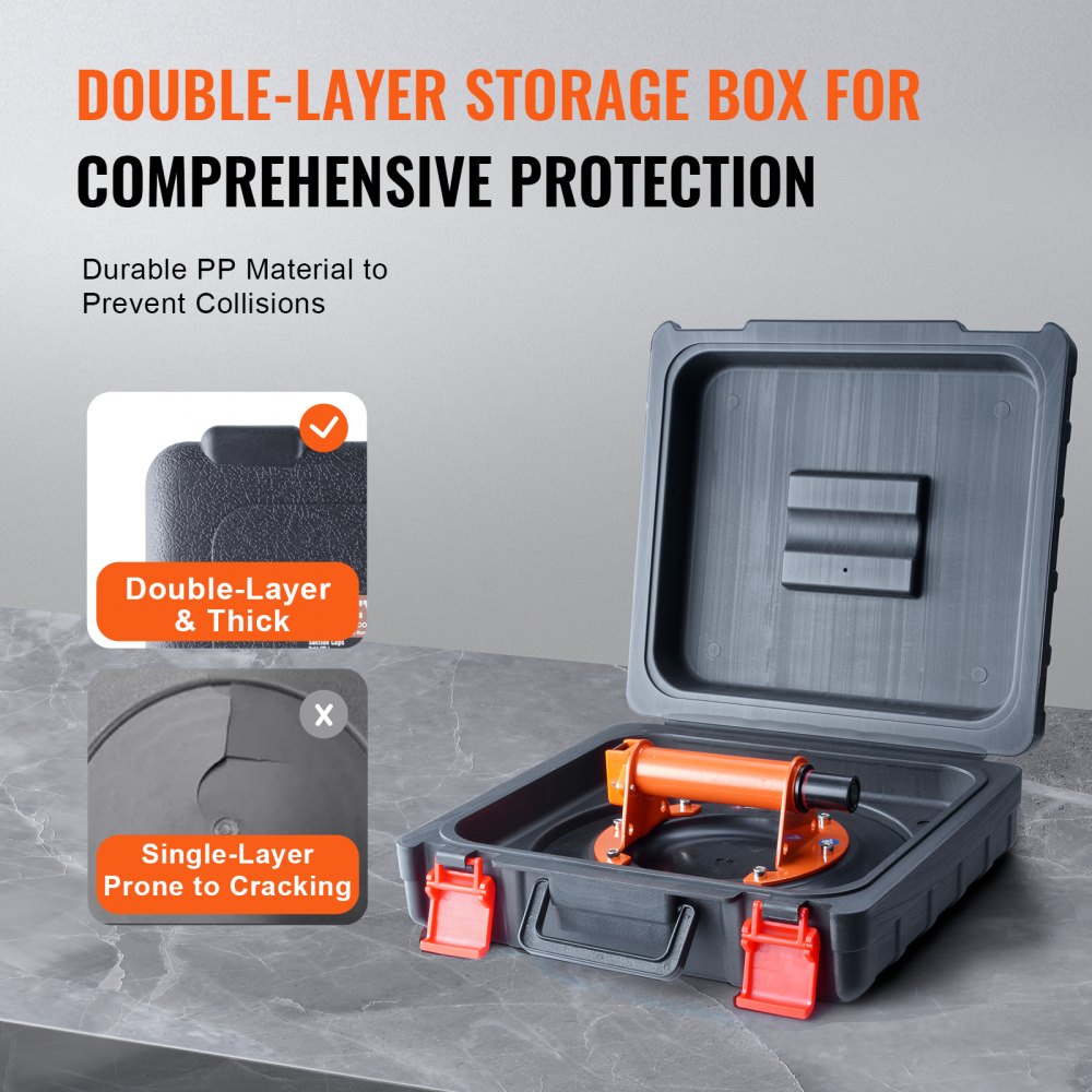 VEVOR Saugheber aus NBR Glasheber φ254mm Vakuumheber Belastbarkeit 120-449kg Glassauger Betriebstemperatur -20-60℃ Plattenheber Vakuum Saugnapf mit Stahlgriff inkl. Aufbewahrungsbox Handschuhe