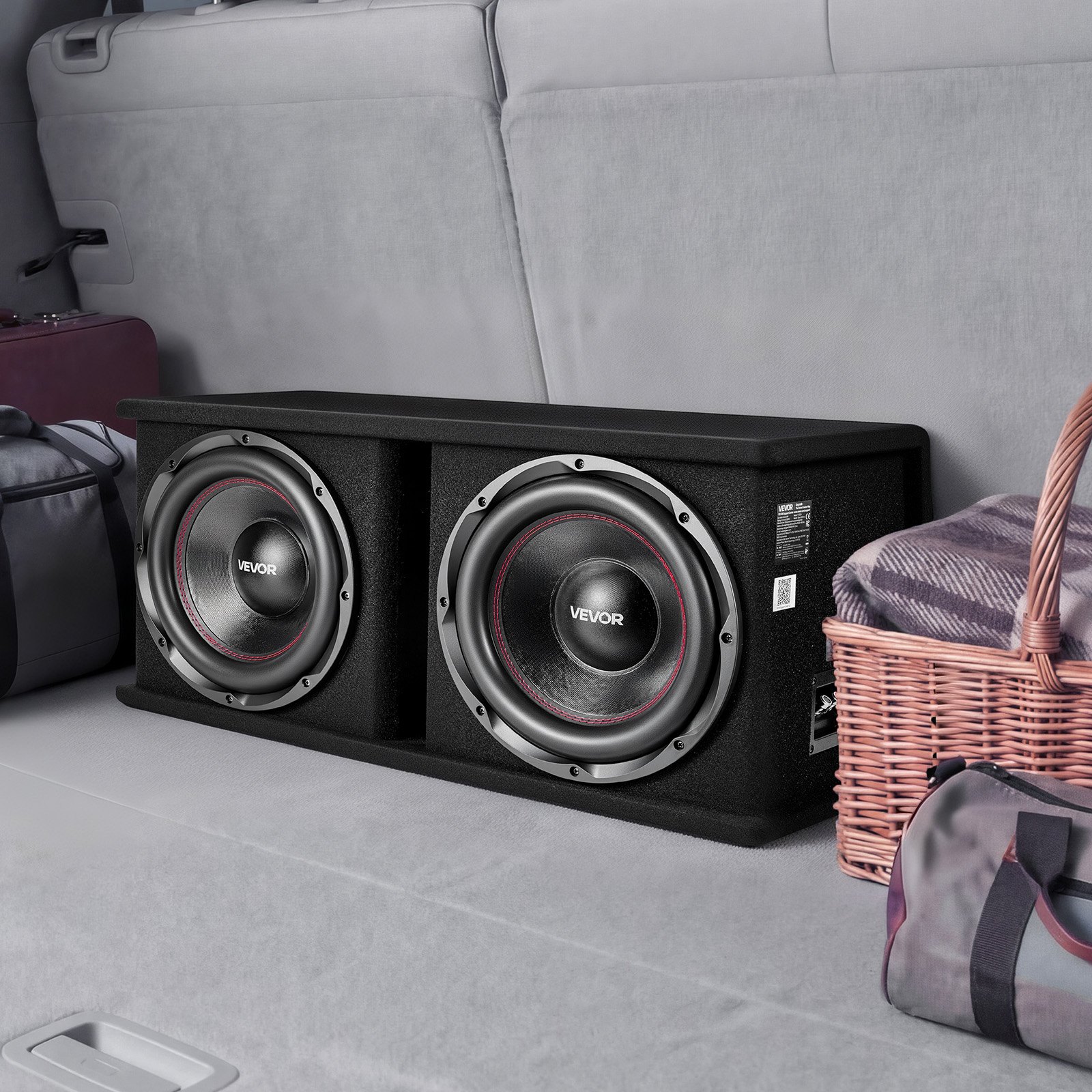 VEVOR Auto Subwoofer Set mit Bestücktem Gehäuse 305 mm, Dual-Subwoofer- und Verstärkerpaket 1200 W RMS, mit Separatem Verstärker & Verkabelungssatz, Leistungsstarkes Car Audio Soundsystem
