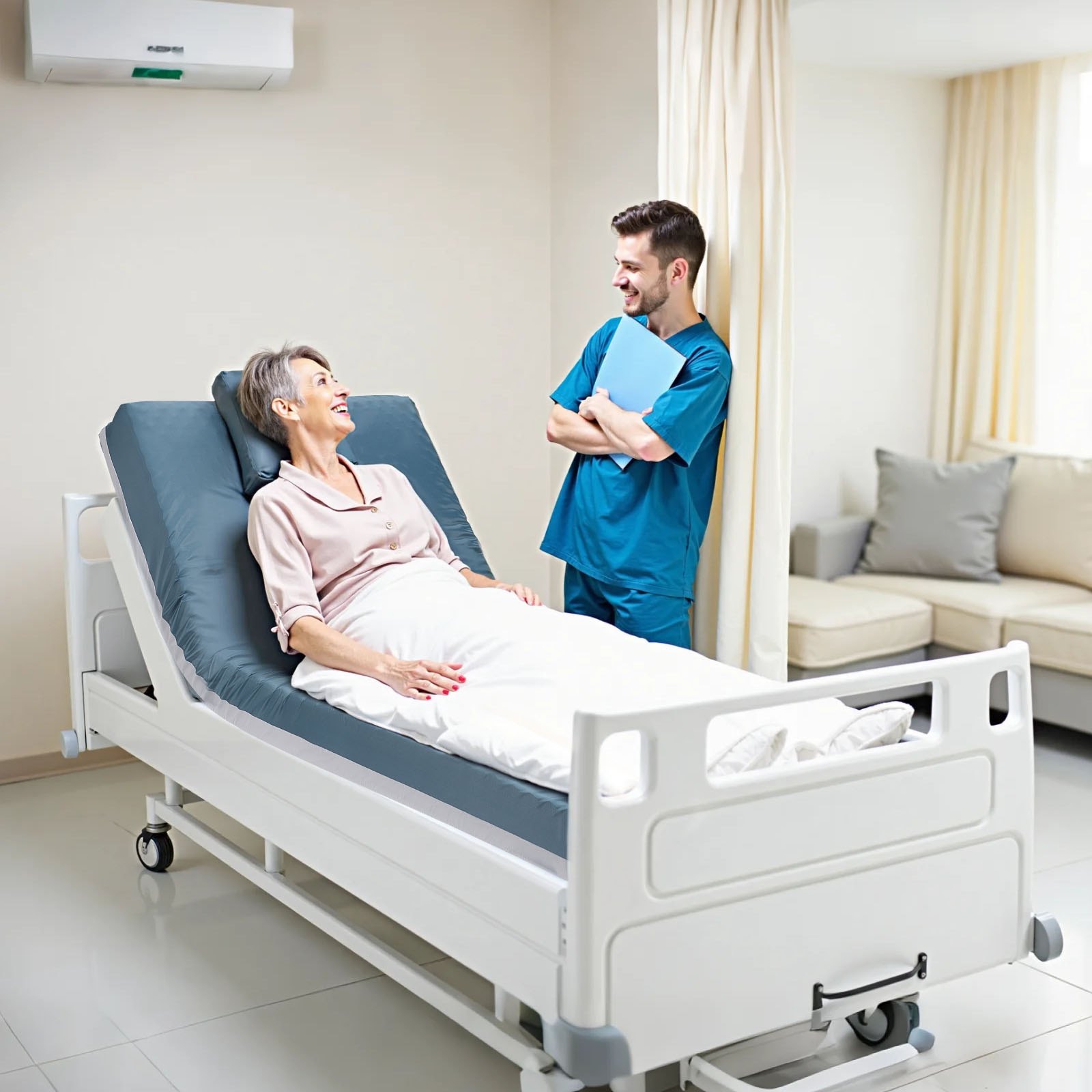 VEVOR Pflegematratze, 158 kg Tragkraft, medizinische Schaumstoffmatratze, Druckentlastung, wasserdicht, für die Behandlung von Dekubitus in Pflegeheimen & der häuslichen Pflege, 2030x914x153 mm