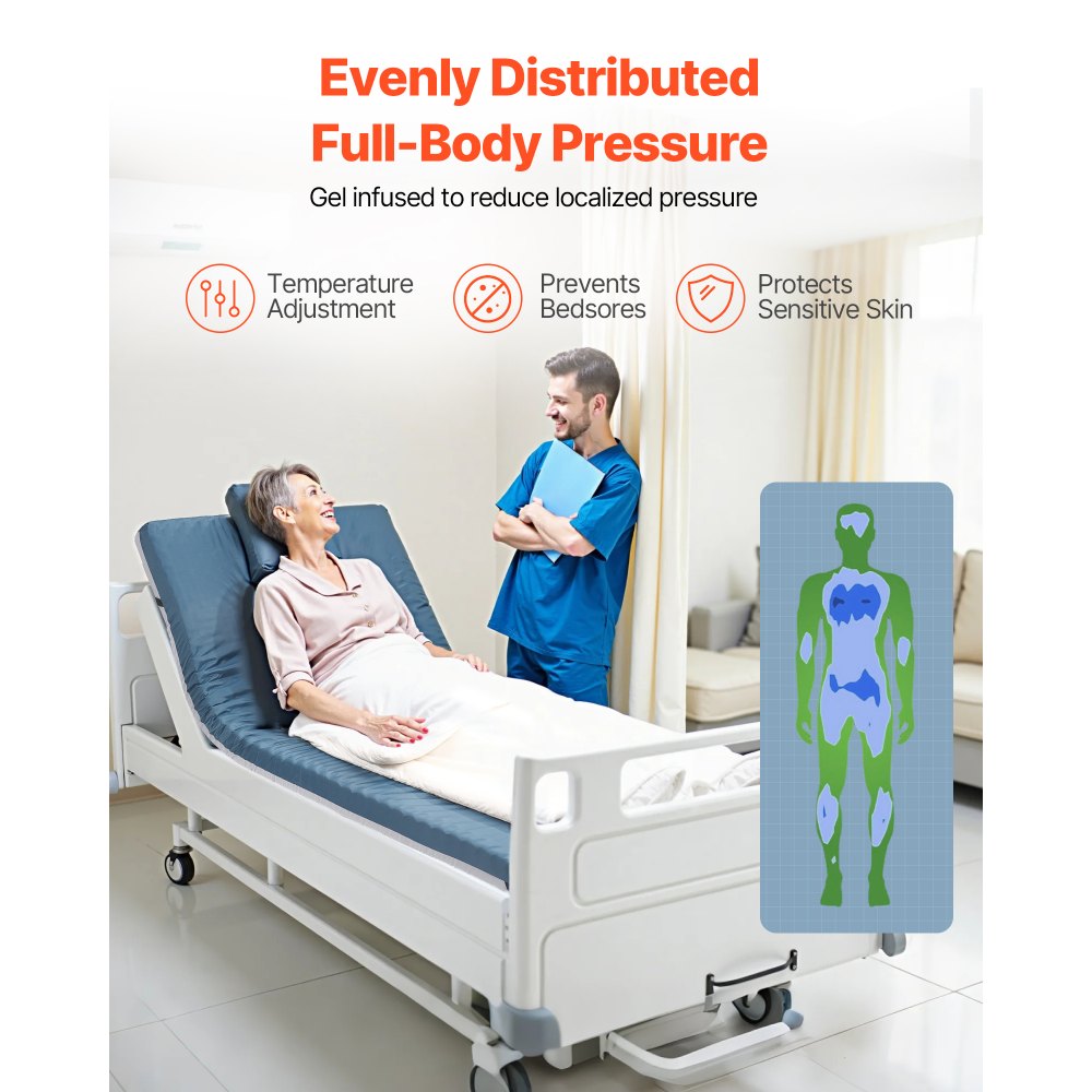 VEVOR Hospital Bed Mattress, 136 kg Load, Long Term Care Pressure Redistribution Medical-Grade Dual Layer Foam Mattress, Waterproof for Bedsore Treatment Nursing Homes & Home Care, 864 x 1930 x 89 mm