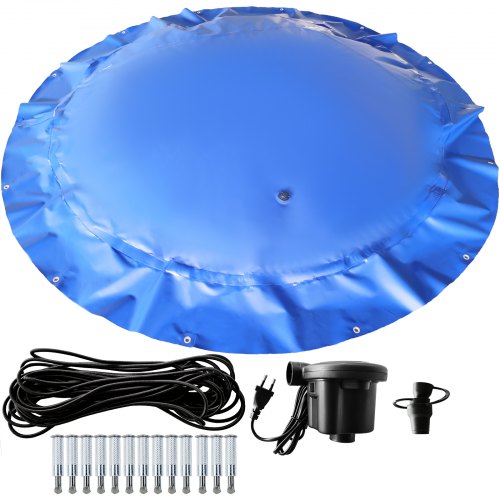 Vevor Aufblasbar Poolabdeckung Pool Abdeckplane Winterabdeckplane Rund 2 M Blau