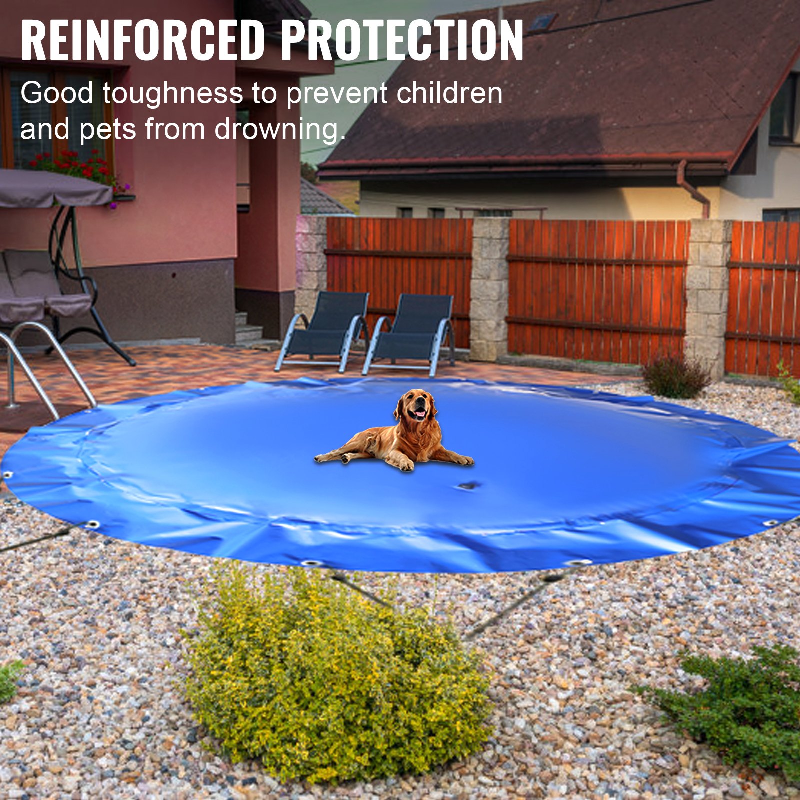 Vevor Aufblasbar Poolabdeckung Pool Abdeckplane Winterabdeckplane Rund 2 M Blau