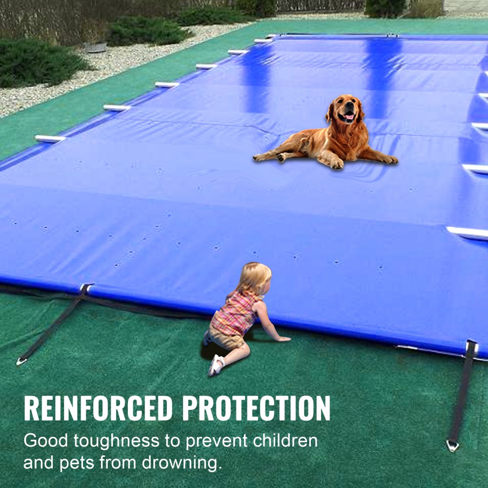 Vevor Pvc Poolabdeckplane Poolabdeckung Rechteckig Frame Pool 3,4 X 6,4 M Blau