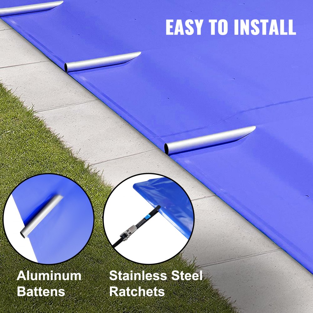 Vevor Pvc Poolabdeckplane Poolabdeckung Rechteckig Frame Pool 3,4 X 6,4 M Blau