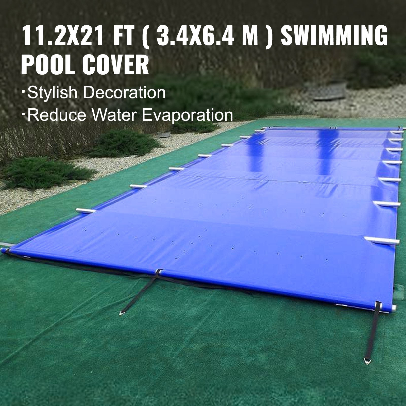Vevor Pvc Poolabdeckplane Poolabdeckung Rechteckig Frame Pool 3,4 X 6,4 M Blau