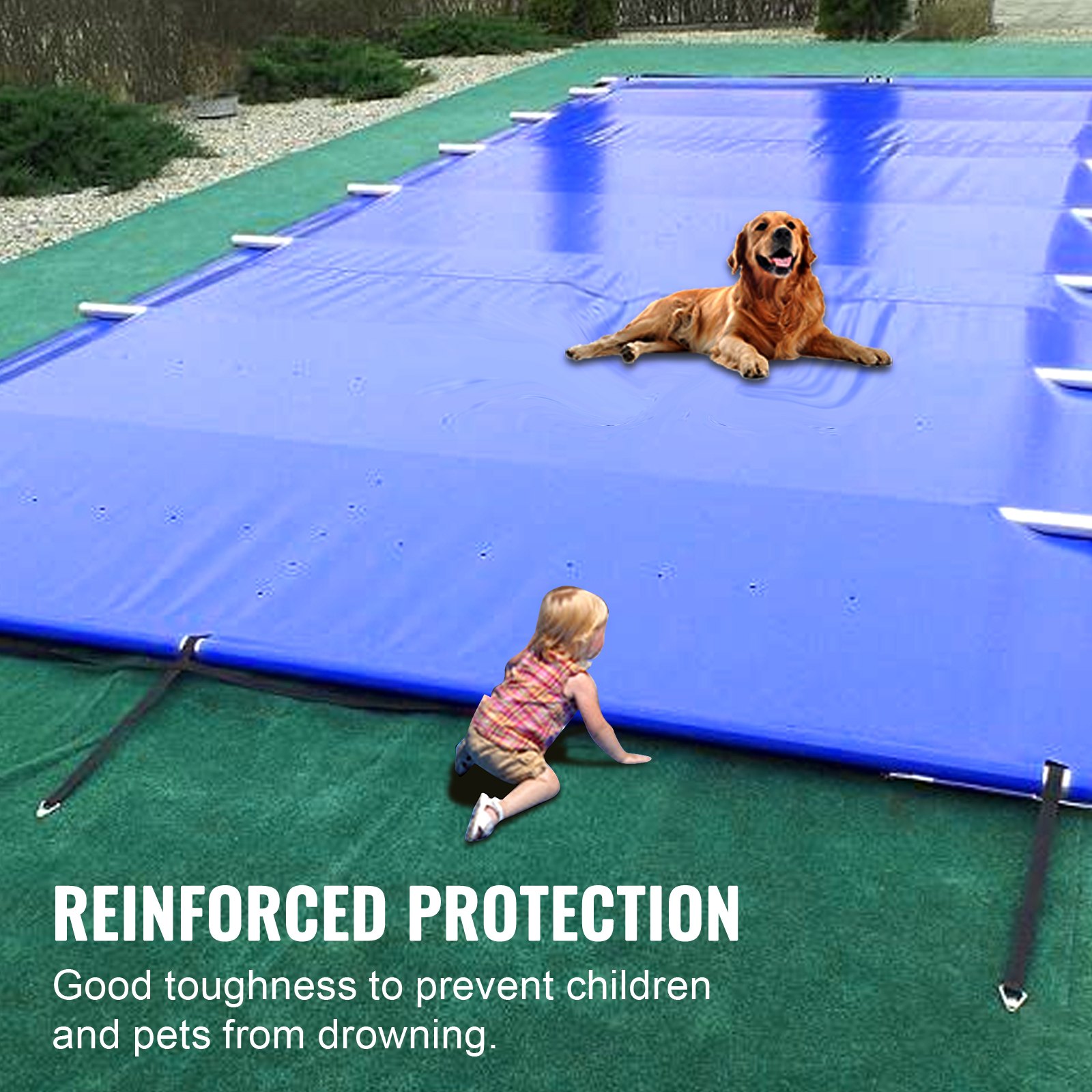 Vevor Pvc Poolabdeckplane Poolabdeckung Rechteckig Frame Pool 3,4 X 6,4 M Blau