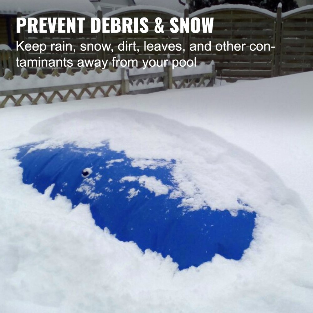 VEVOR Pool Abdeckplane Rundlich, 3,5 m Winterabdeckplane aus PVC, Blaue Poolplane Rundlich mit 12,6 m Seil, 20 x Erdungsschrauben, 1 x Elektrische Luftpumpe, für Pools wie Haus, Garten, Hotel, Technik