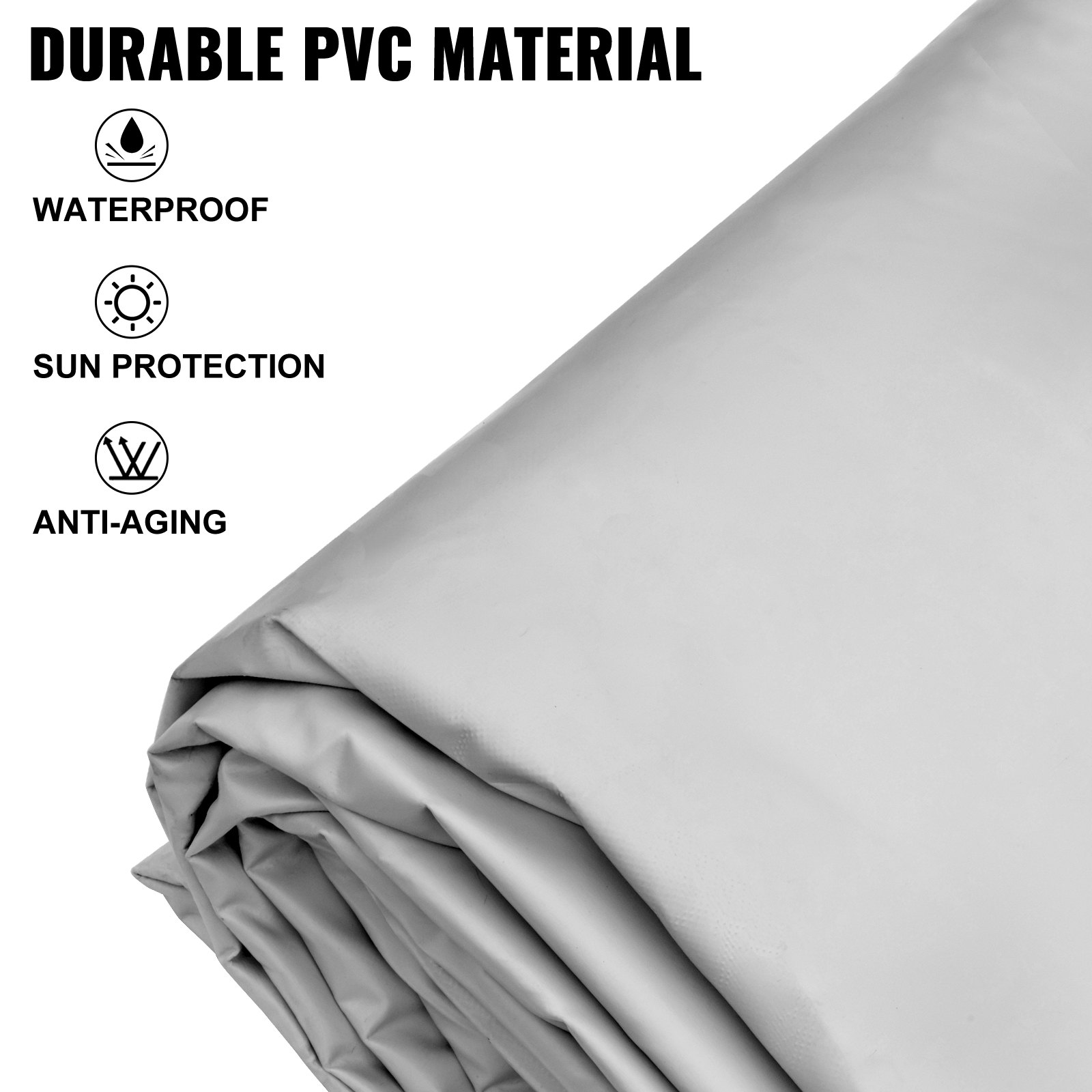 Vevor Aufblasbar Poolabdeckung Pool Abdeckplane Winterabdeckplane Rund 3,5m Grau