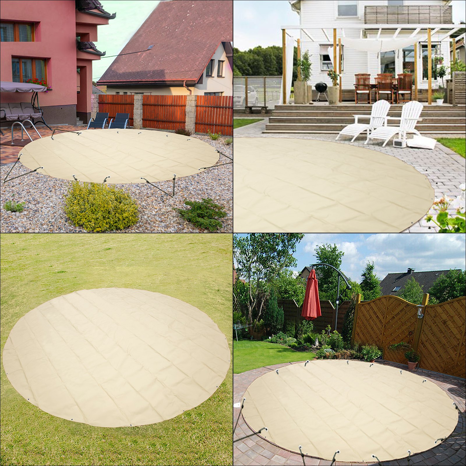 VEVOR Pool Abdeckplane Winterabdeckplane kreisförmig 4,5 m Poolüberdachung Beige