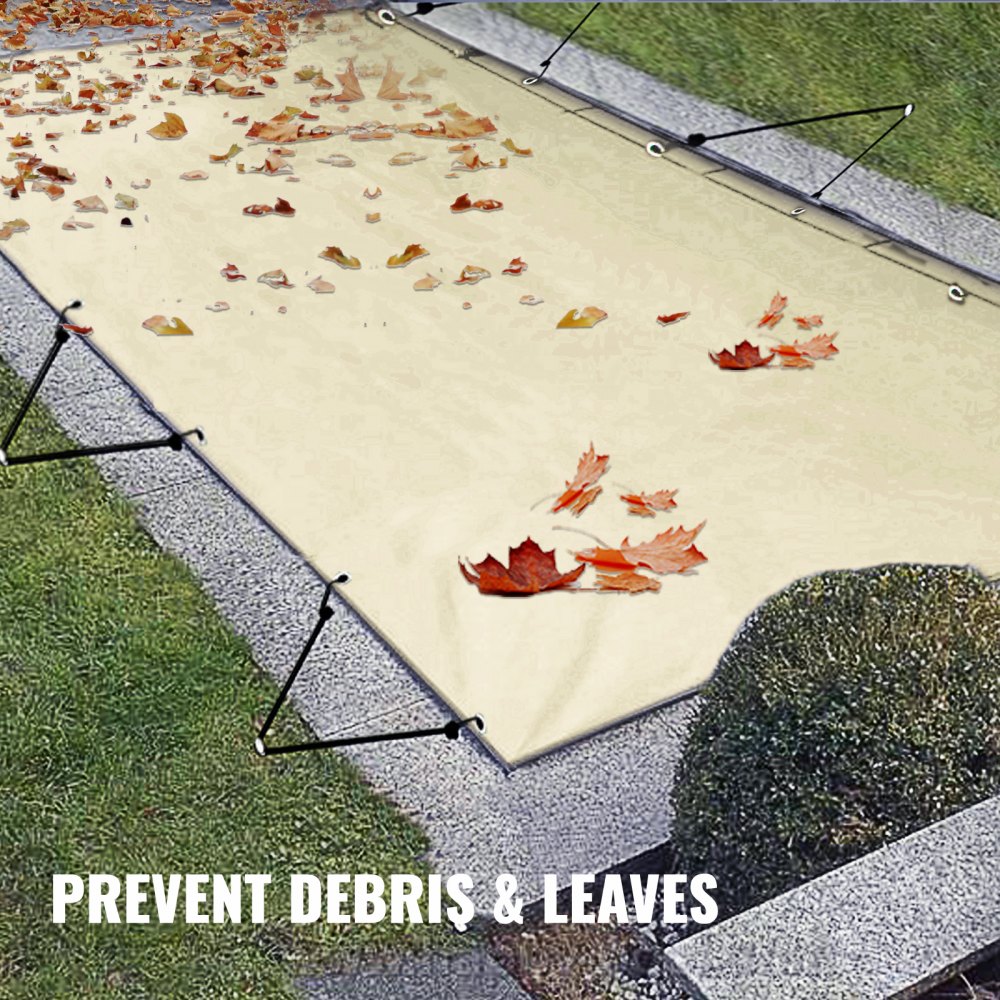 Vevor Pool Abdeckplane Rechteckig Winterabdeckplane 4x7m Poolüberdachung Beige