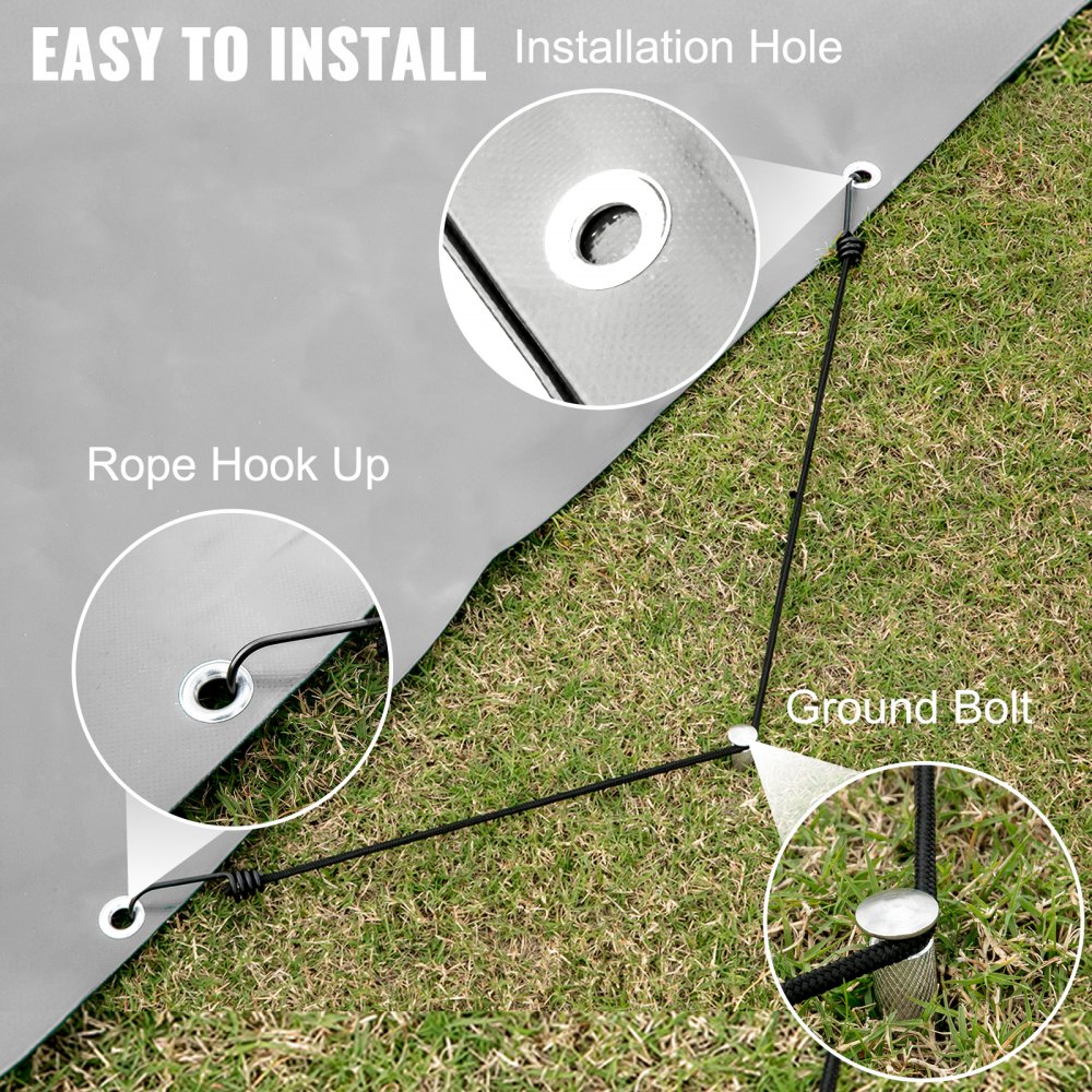 Vevor Pool Abdeckplane Winterabdeckplane 5 M Kreisförmige Poolüberdachung Grau