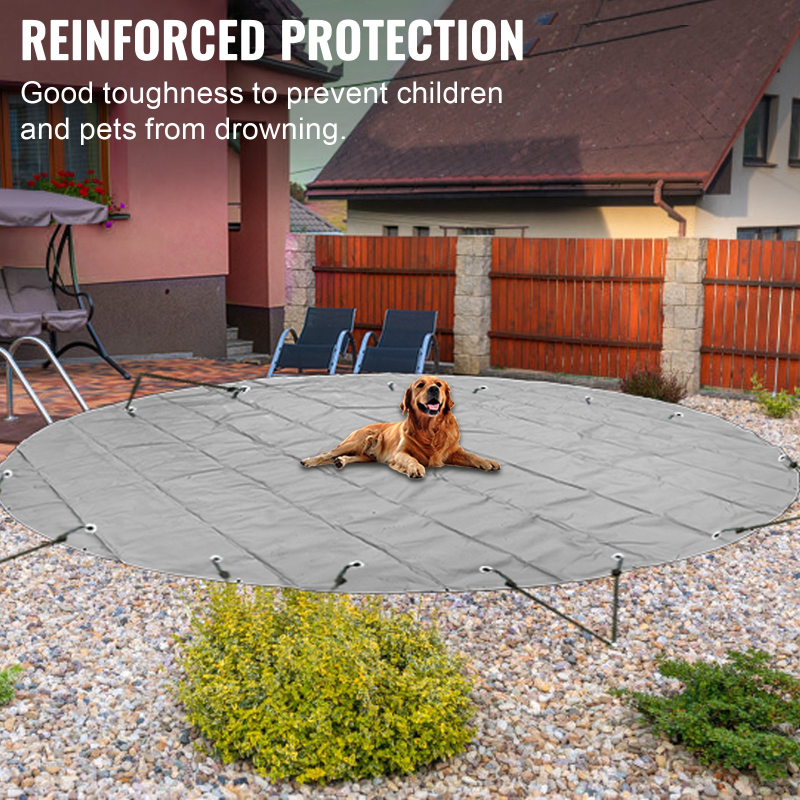 Vevor Pool Abdeckplane Winterabdeckplane 5 M Kreisförmige Poolüberdachung Grau